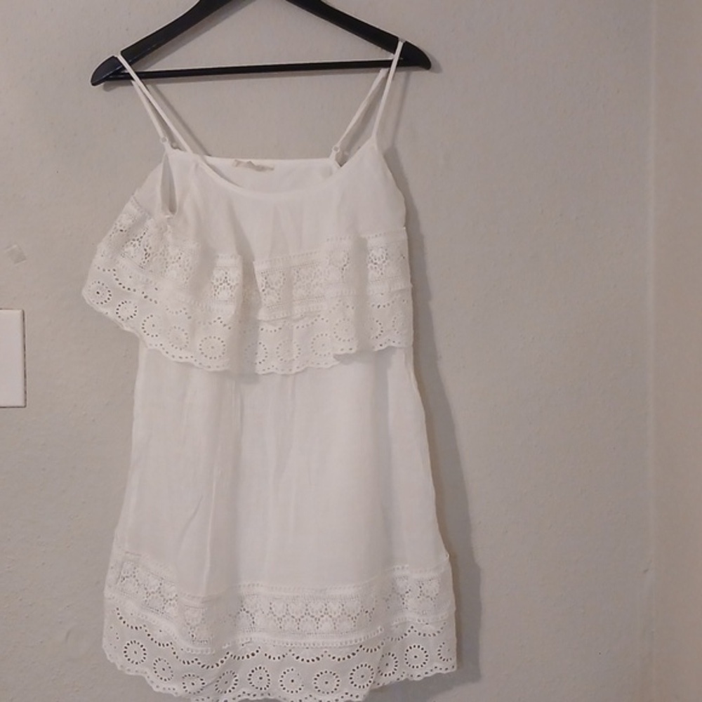 White Smocked Ruffled‎ Mini Camisole Dress